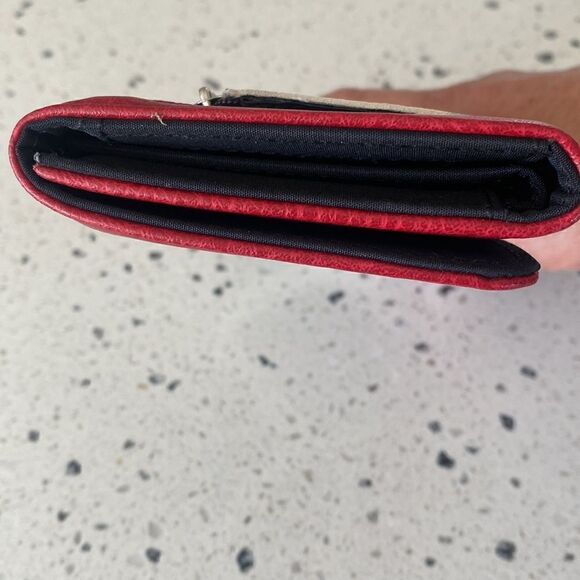 Fashion Women’s Wallet Vegan Leather Synthetic Cow Printed  Red Trim New - Picture 7 of 9